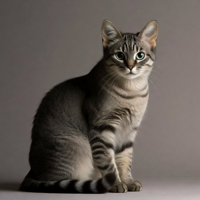 Gray tabby kitten sitting