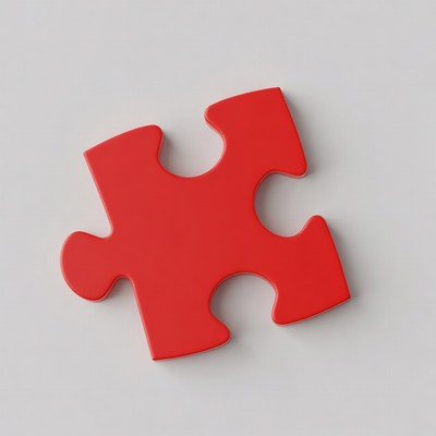 Red puzzle piece on white