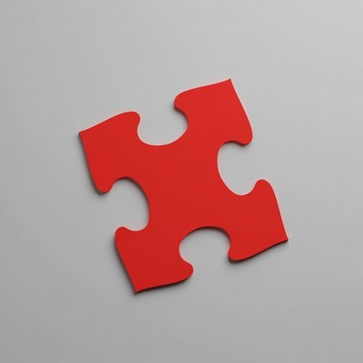 Red puzzle piece on gray background
