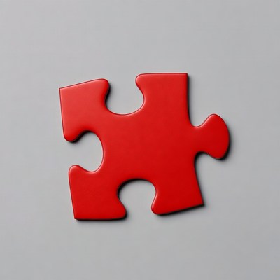 Red puzzle piece on gray background