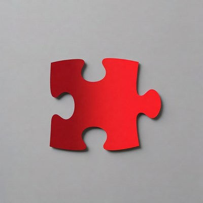 Red puzzle piece on gray background