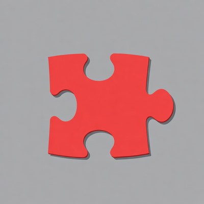 Red puzzle piece on gray background