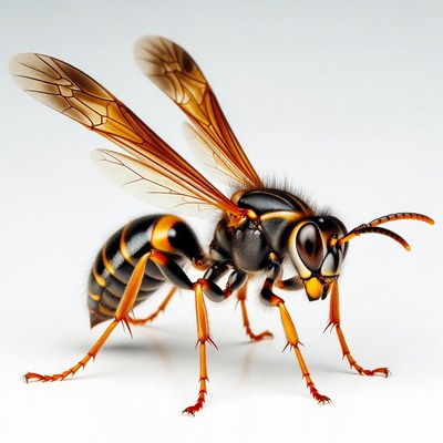 Yellow Jacket Wasp on White Background