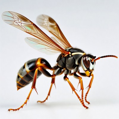 Potter Wasp on White Background