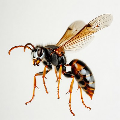 Paper Wasp Flying Isolated Background