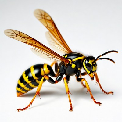 Yellow Jacket Wasp on White Background