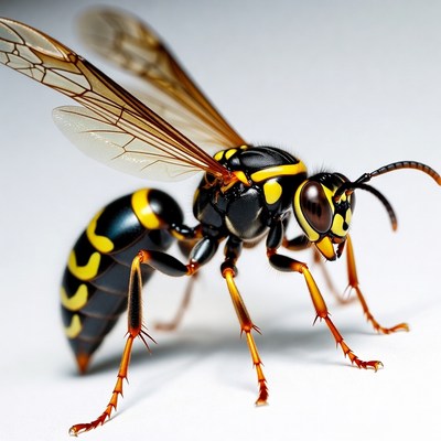 Yellow Jacket Wasp on White Background