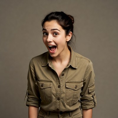 Young woman with surprised expression