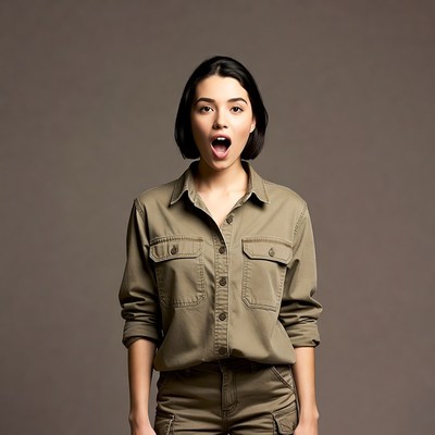 Asian woman gasping in surprise