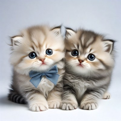 Two British Shorthair kittens with bowtie
