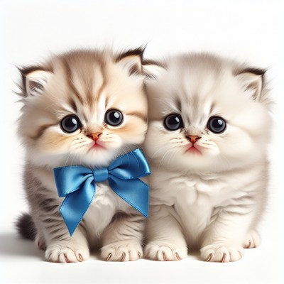 Two cute kittens with blue bow