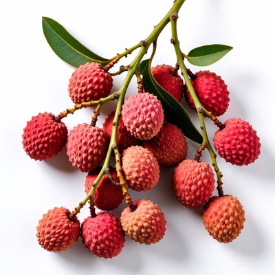 Fresh Lychee Fruits on Branch