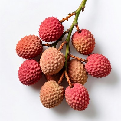 Fresh lychee fruits on branch