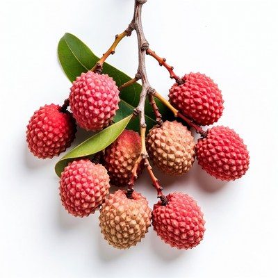 Fresh Lychee Fruits on Branch