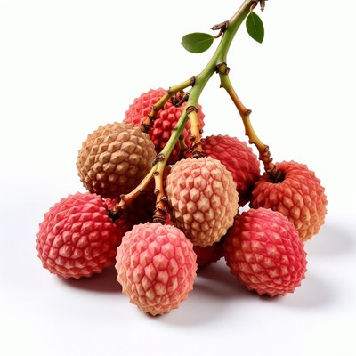 Fresh rambutan bunch on white background