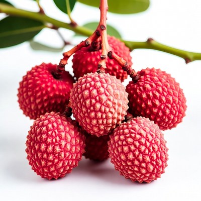 Fresh Lychee Fruits on Branch