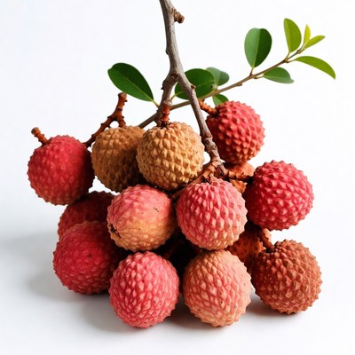Fresh rambutan bunch on white background
