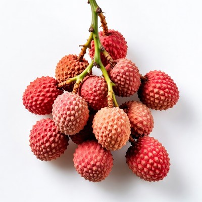 Fresh rambutan bunch on white background