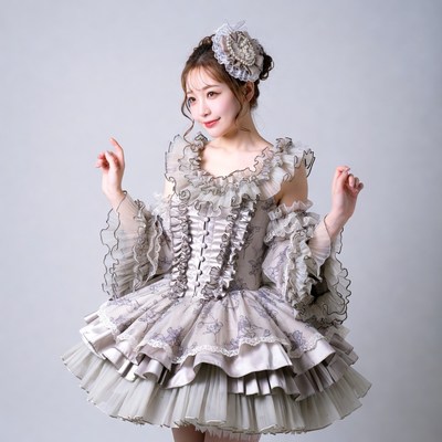 Asian woman in lace Lolita dress