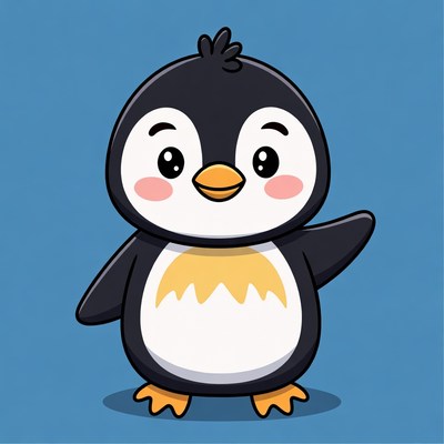 Cute cartoon penguin waving
