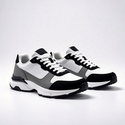 White Black Gray Sneakers Pair