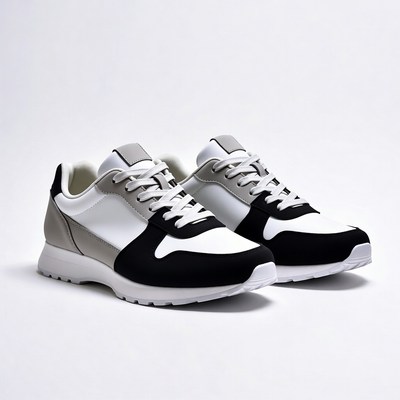 White Black Gray Sneakers Pair