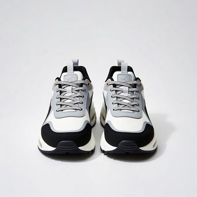 Gray Black Platform Sneakers Pair