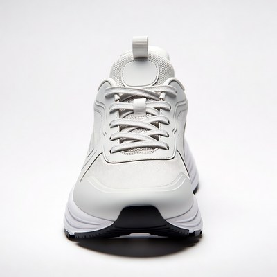 Grey sneakers on white background
