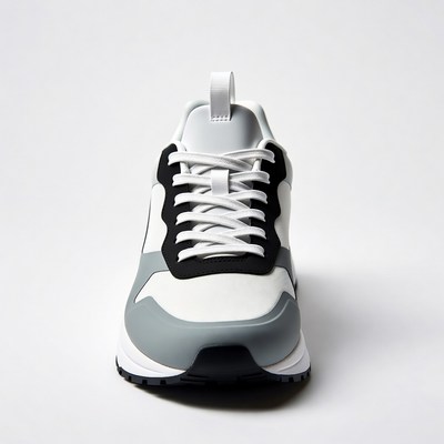 White black gray sneakers front view