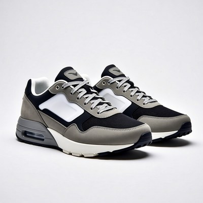 Grey Black White Air Sneakers Pair