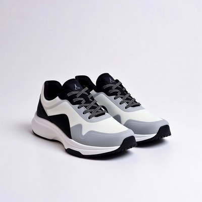 White black Jordan sneakers pair