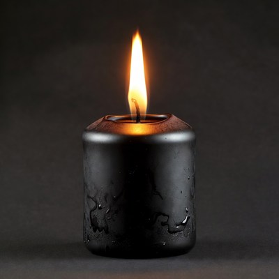 Burning black candle flame