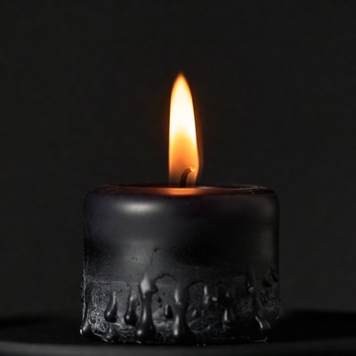 Black Candle Burning Flame