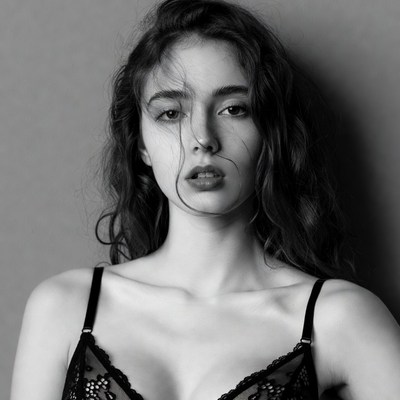 Woman in lace bra portrait