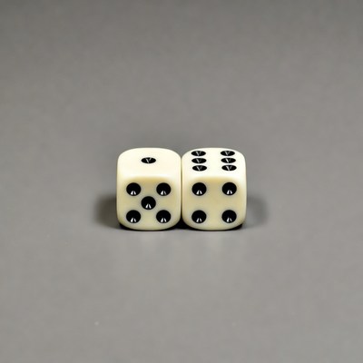 Two white dice showing four and six