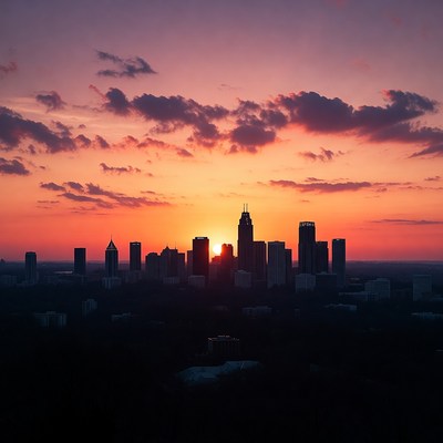 Charlotte skyline at sunset