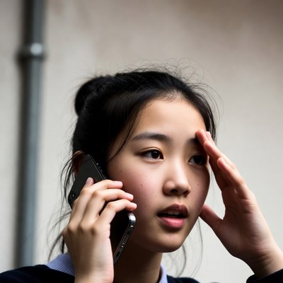 Asian girl talking on phone