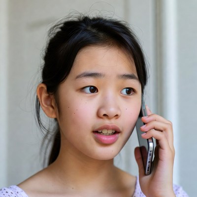 Asian girl talking on phone