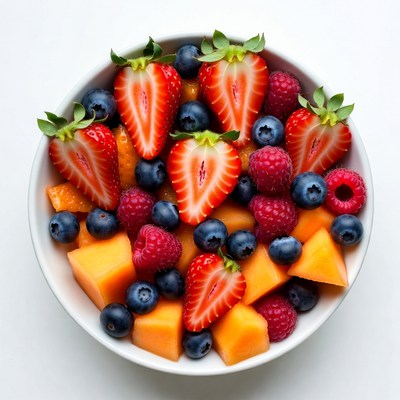 Bowl of Mixed Berries and Melon