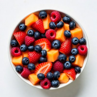 Mixed Berries and Melon in Bowl