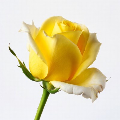 Yellow rose on white background