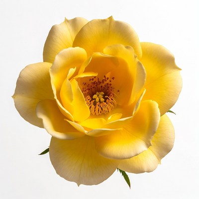 Yellow Rose on White Background