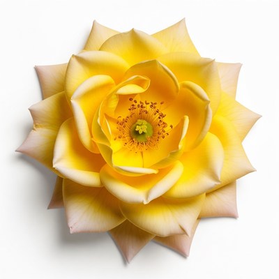 Yellow Rose Bloom on White
