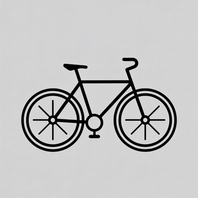 Black line art bicycle illustration