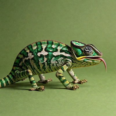 Chameleon with tongue out