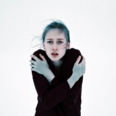 Young woman shivering with arms crossed