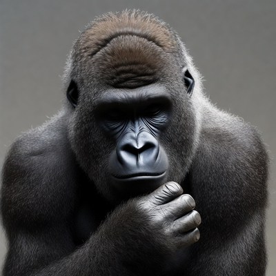 Gorilla with hand on chin