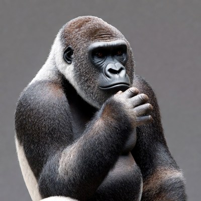 Silverback Gorilla Thinking Pose