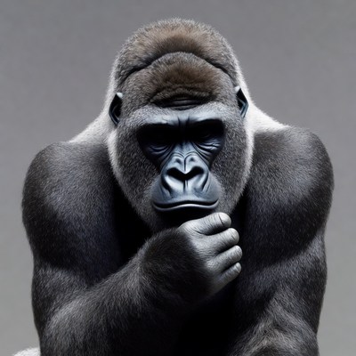 Gorilla with hand on chin
