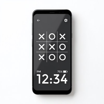Smartphone displaying Tic Tac Toe game